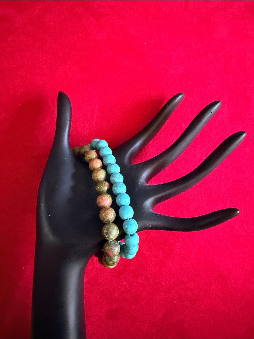 Turquoise and Multicolor Bead Stretch Bracelets